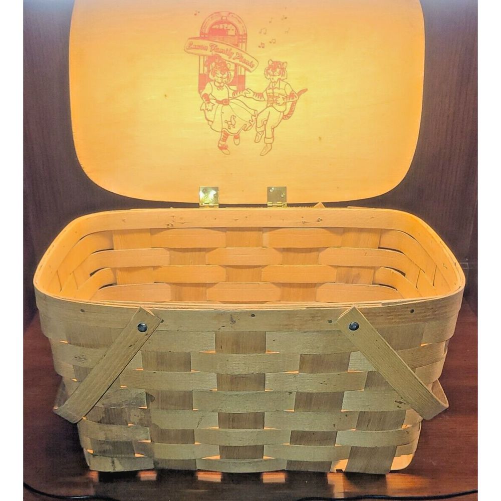 RARE Vintage Americana Exxon Family Picnic Basket Dated Sept 14 1991